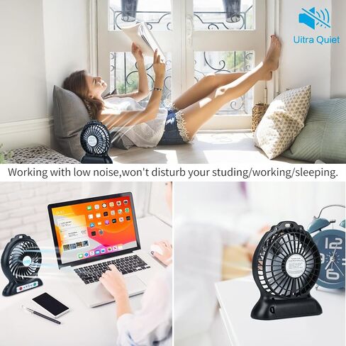 GGH Portable Fan Rechargeable,Personal Desk Fan,Small Battery Operated USB Fan with Flashlight,3 Speeds Wind Quiet Mini Desktop Fan for Travel,Camping,Bedroom,Office in Saudi Arabia