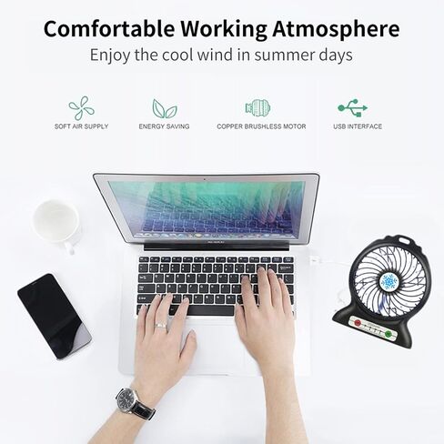 GGH Portable Fan Rechargeable,Personal Desk Fan,Small Battery Operated USB Fan with Flashlight,3 Speeds Wind Quiet Mini Desktop Fan for Travel,Camping,Bedroom,Office in Saudi Arabia