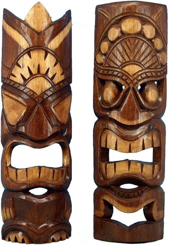 قناع تيكي طبيعي مقاس 19 بوصة مكون من قطعتين in Kuwait