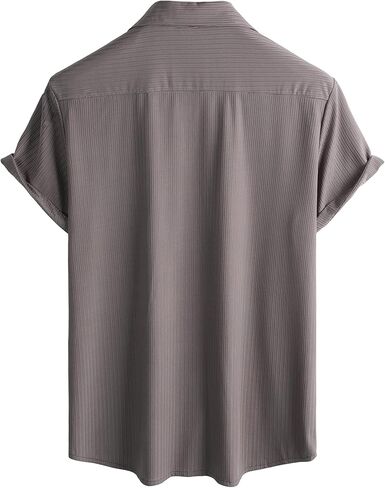 VATPAVE Mens Casual Summer Shirts Short Sleeve Button Down Shirts Fashion Textured Beach Hawaiian Shirts with Pocket in Saudi Arabia