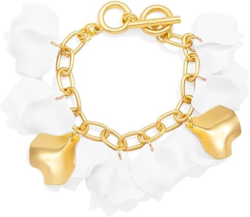 ZENZII Gold Resin Flower Layered Rose Petal Wrap Bracelet with Gold Chain for Women in Saudi Arabia