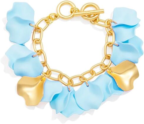 ZENZII Gold Resin Flower Layered Rose Petal Wrap Bracelet with Gold Chain for Women in Saudi Arabia