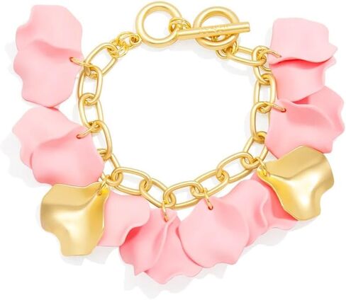 ZENZII Gold Resin Flower Layered Rose Petal Wrap Bracelet with Gold Chain for Women in Saudi Arabia