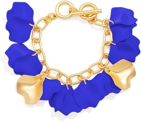 ZENZII Gold Resin Flower Layered Rose Petal Wrap Bracelet with Gold Chain for Women in Saudi Arabia