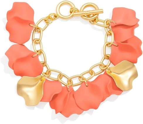 ZENZII Gold Resin Flower Layered Rose Petal Wrap Bracelet with Gold Chain for Women in Saudi Arabia