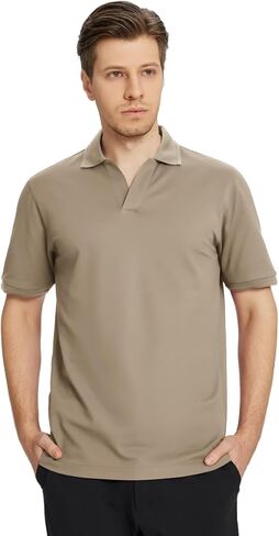 VEBOON الرجال الخامس الرقبة قمصان بولو بيكيه كم قصير عادية صالح قميص بولو الرطوبة فتل لينة تنفس قميص بولو in Kuwait