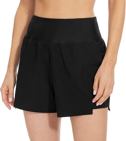 شورت سباحة للسيدات من JENEARY مقاس 3 بوصات، شورت سباحة عالي الخصر للتحكم في البطن in Kuwait