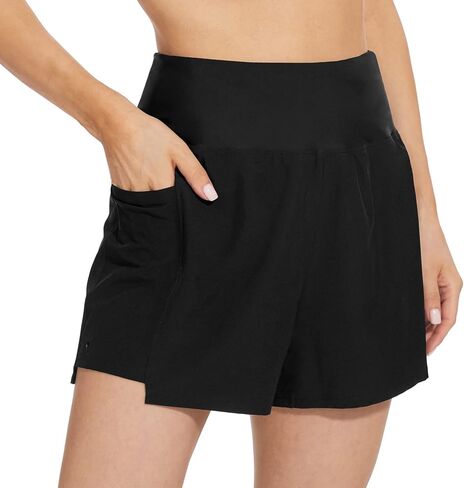 شورت سباحة للسيدات من JENEARY مقاس 3 بوصات، شورت سباحة عالي الخصر للتحكم في البطن in Kuwait