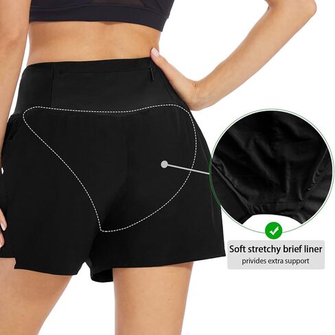 شورت سباحة للسيدات من JENEARY مقاس 3 بوصات، شورت سباحة عالي الخصر للتحكم في البطن in Kuwait