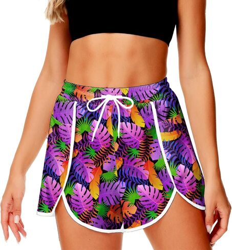 شورت نسائي من AOBUTE بنمط استوائي للسباحة من هاواي مع جيوب in Kuwait