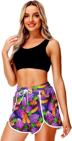 شورت نسائي من AOBUTE بنمط استوائي للسباحة من هاواي مع جيوب in Kuwait