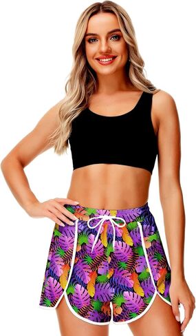 شورت نسائي من AOBUTE بنمط استوائي للسباحة من هاواي مع جيوب in Kuwait