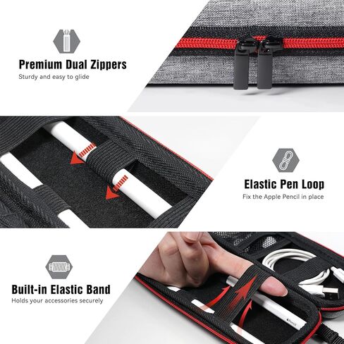 TiMOVO Pencil Holder Case for Apple Pencil Pro, Apple Pencil (USB-C) & Apple Pencil (1st/2nd Gen), EVA Hard Shell Carrying Bag Sleeve Compatible with Apple Pen Accessories, USB Cable, Stylus, Black in Saudi Arabia