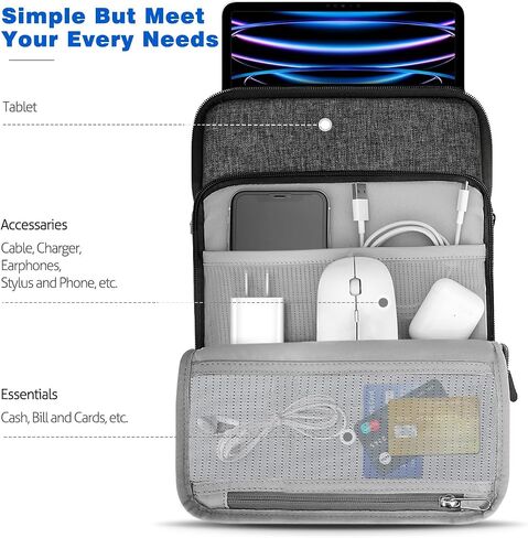 Dadanism 13.3 Inch Tablet Sleeve Shoulder Bag Carrying Case for New MacBook Neo 13" 2026, MacBook Air M5/M4 13", iPad Air M4/M3 13", iPad Pro M5/M4 13", Galaxy Tab S10+/S9 FE+/S9+ 12.4", Black & Gray in Kuwait