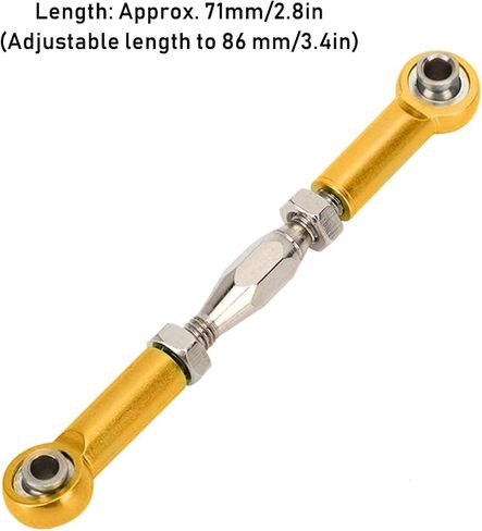 SALUTUYA Aluminum Alloy RC Car Push Rod Turnbuckle Rod Linkage with Adjustable Length RC Turnbuckle for RC Car Upgrade 71-86mm(Golden) in Saudi Arabia