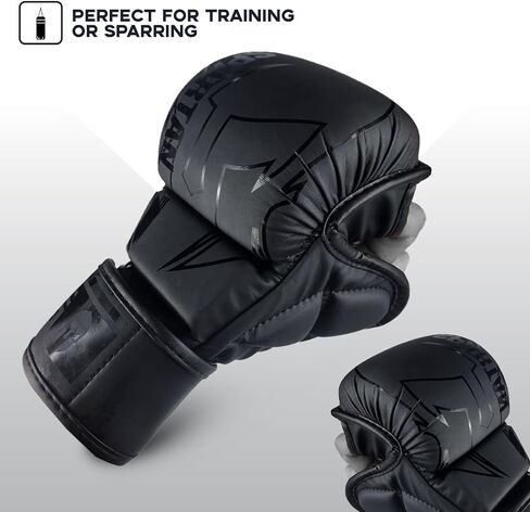 MMA Gloves Sparring Grappling, Hybrid Open Palm Heavy Bag Gloves Men Women, Maya Hide Leather Wrist Support, Cage Fighting Combat Sports Boxing Training, Muay Thai, Punching Bag Gloves in Saudi Arabia