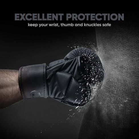 MMA Gloves Sparring Grappling, Hybrid Open Palm Heavy Bag Gloves Men Women, Maya Hide Leather Wrist Support, Cage Fighting Combat Sports Boxing Training, Muay Thai, Punching Bag Gloves in Saudi Arabia