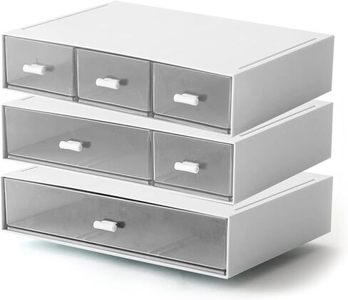 Desk Organizer with 6 Drawers, Makeup Organizer, Plastic Cosmetic Organizer, Bathroom Organization Boxes, Desktop Storage Box(White) in Saudi Arabia