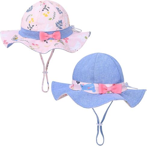 2 Pack Baby Sun Hat for Boys and Girls,Toddler Kids Summer Wide Brim Hats for Outdoor Outdoor Anti-UV in Saudi Arabia