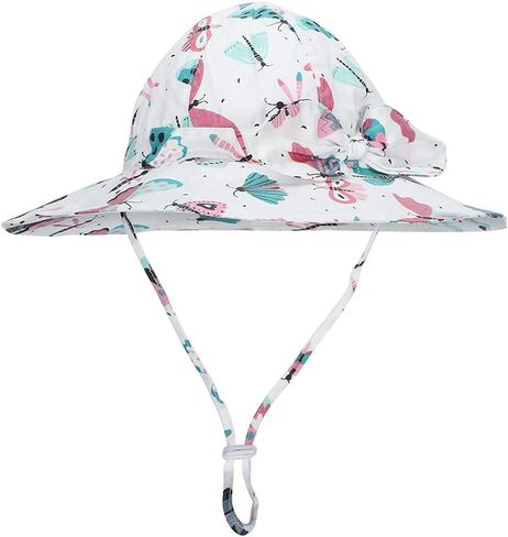 Baby Toddler Girls Wide Brim Sun Hats UPF 50+ Sun Protection Cute Floral Summer Beach Outdoor Strap Bucket Hat in Saudi Arabia
