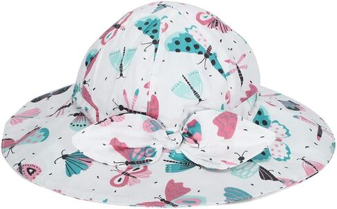 Baby Toddler Girls Wide Brim Sun Hats UPF 50+ Sun Protection Cute Floral Summer Beach Outdoor Strap Bucket Hat in Saudi Arabia