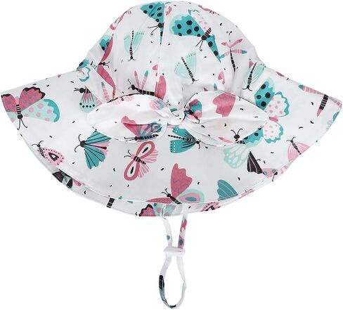 Baby Toddler Girls Wide Brim Sun Hats UPF 50+ Sun Protection Cute Floral Summer Beach Outdoor Strap Bucket Hat in Saudi Arabia