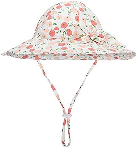 Baby Toddler Girls Wide Brim Sun Hats UPF 50+ Sun Protection Cute Floral Summer Beach Outdoor Strap Bucket Hat in Saudi Arabia