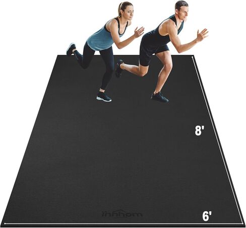 بساط تمرين كبير من innhom مقاس 6'x4'/7'x5'/8'x6'/10'x6'، بساط تمرين أرضيات الصالة الرياضية للمنزل، سجادات تمارين رياضية للتمرين المنزلي، سجادة أرضية سميكة للياقة البدنية in Kuwait