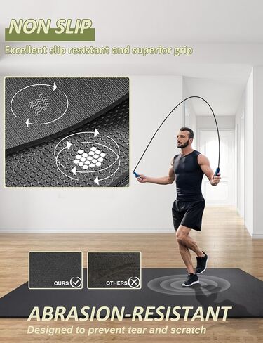 بساط تمرين كبير من innhom مقاس 6'x4'/7'x5'/8'x6'/10'x6'، بساط تمرين أرضيات الصالة الرياضية للمنزل، سجادات تمارين رياضية للتمرين المنزلي، سجادة أرضية سميكة للياقة البدنية in Kuwait
