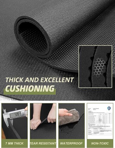 بساط تمرين كبير من innhom مقاس 6'x4'/7'x5'/8'x6'/10'x6'، بساط تمرين أرضيات الصالة الرياضية للمنزل، سجادات تمارين رياضية للتمرين المنزلي، سجادة أرضية سميكة للياقة البدنية in Kuwait