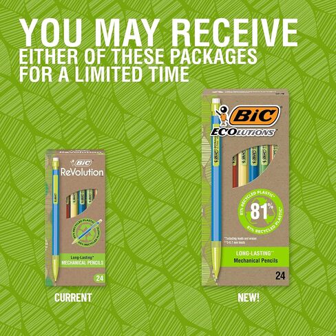 BIC Ecolutions Mechanical Pencils with Erasers, With Colorful Barrel, Medium Point (0.7mm), 48-Count Pack, Mechanical Pencils Made from 81% Recycled Plastic Excluding Leads and Erasers in Saudi Arabia