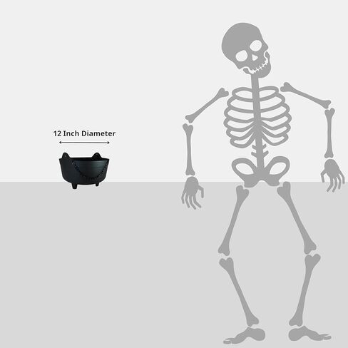 مرجل أسود كبير للساحرة مقاس 30.48 سم من Green Vista مع مقبض سلسلة وضباب أرجواني مخيف (مع خيارات الألوان) - ديكور الهالوين، والحفلات، ودلو الحلوى - خدعة أو حلوى - قطر 30.48 سم in Kuwait