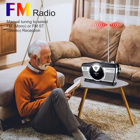 BIGMONAT Retro Style Portable CD Boombox مع راديو FM - مشغل موسيقى منزلي MP3 Boombox مع منفذ USB - مقبس سماعة الرأس - تيار متردد وبطارية متوافقة - شاشة LCD - مقبض حمل in Kuwait