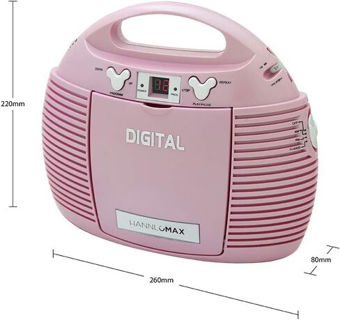 HANNLOMAX HX-327CD Portable CD Player with AM/FM Radio, Aux-in, AC/DC Dual Power Source. (Pink) in Saudi Arabia