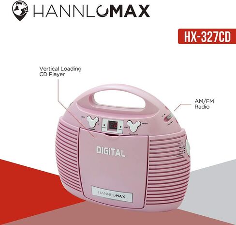 HANNLOMAX HX-327CD Portable CD Player with AM/FM Radio, Aux-in, AC/DC Dual Power Source. (Pink) in Saudi Arabia
