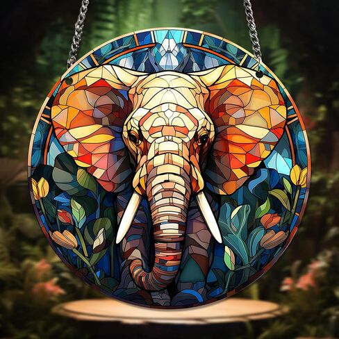 HOTIYOK Colourful Elephants Acrylic Window Hangings Suncatcher Stained Window & Wall Decor, Ideal Housewarming Gift, Home Decor for Grandma Wife Teacher Wild Animal Lover in Saudi Arabia
