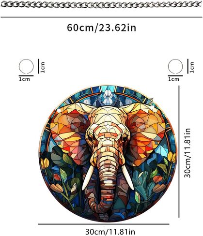 HOTIYOK Colourful Elephants Acrylic Window Hangings Suncatcher Stained Window & Wall Decor, Ideal Housewarming Gift, Home Decor for Grandma Wife Teacher Wild Animal Lover in Saudi Arabia