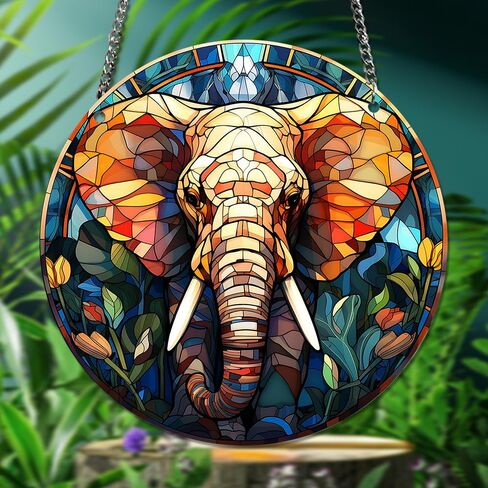 HOTIYOK Colourful Elephants Acrylic Window Hangings Suncatcher Stained Window & Wall Decor, Ideal Housewarming Gift, Home Decor for Grandma Wife Teacher Wild Animal Lover in Saudi Arabia