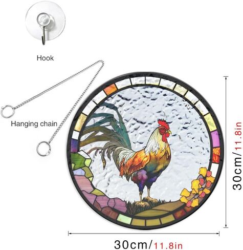 HOTIYOK Cock Acrylic Window Hangings Poultry Suncatcher Stained Glass Panels Window & Wall Decor for Indoor/Outdoor, Ideal Housewarming Gift Home Decor for Grandma Wife Teacher Animal Lover in Saudi Arabia