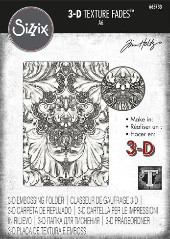Sizzix 3-D Texture Fades Embossing Folder دمشقي من تيم هولتز، 665733، متعدد الألوان in Saudi Arabia
