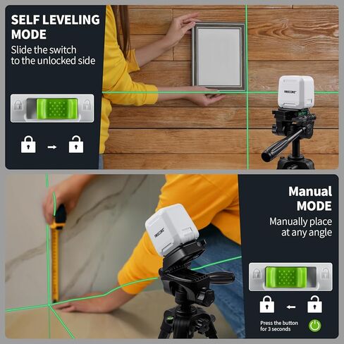 مستوى الليزر عبر خط Firecore، 4 أوضاع نبض يدوية لضبط السطوع، مستوى ليزر ذاتي التسوية ذاتي الشعاع الأخضر لمشاريع تسوية الصور المعلقة في الأماكن المغلقة، تتضمن البطارية وحقيبة حمل in Kuwait