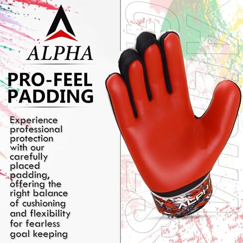 AlphaSports Soccer Goalie Gloves for Kids Boys, Youth and Adult Football Goalkeeper Gloves with 4mm Latex Palm and Double Wrist Protection in Saudi Arabia