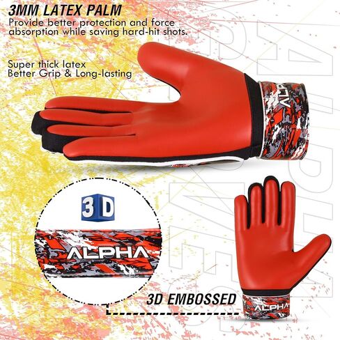 AlphaSports Soccer Goalie Gloves for Kids Boys, Youth and Adult Football Goalkeeper Gloves with 4mm Latex Palm and Double Wrist Protection in Saudi Arabia