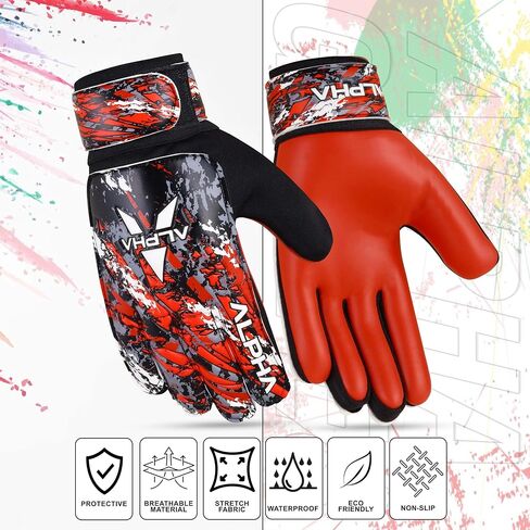 AlphaSports Soccer Goalie Gloves for Kids Boys, Youth and Adult Football Goalkeeper Gloves with 4mm Latex Palm and Double Wrist Protection in Saudi Arabia