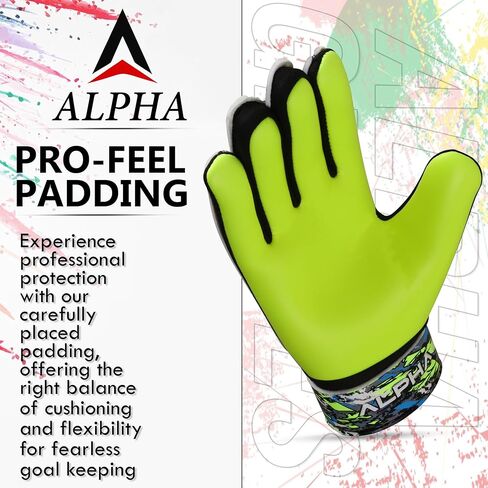 قفازات AlphaSports لكرة القدم لحارس المرمى للأطفال الأولاد والشباب والكبار مع راحة يد مطاطية 4 مم وحماية مزدوجة للمعصم in Kuwait