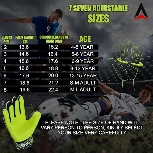 قفازات AlphaSports لكرة القدم لحارس المرمى للأطفال الأولاد والشباب والكبار مع راحة يد مطاطية 4 مم وحماية مزدوجة للمعصم in Kuwait