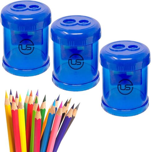 Pencil Sharpeners, 3 Pack Blue Dual Hole Sharpener with Receptacle Pencil Sharpener Manual Pencil Sharpeners for Regular and Oversized Pencils or Crayons in Saudi Arabia
