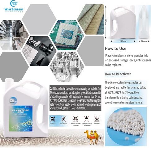 Wisesorb 7.5 LBS 4A Molecular Sieve, Premium Quality Desiccant Bulk Material in Kuwait