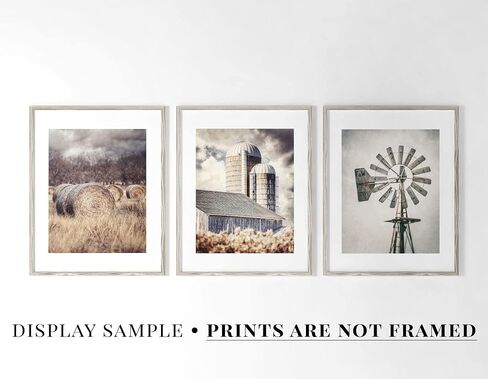 Lisa Russo Fine Art - مطبوعات صور لديكور حائط المزرعة Rustic Barn Hay Windmill - مجموعة من 3 - غير مؤطرة - بيج، رمادي، أسمر ضارب للصفرة (3 مطبوعات صغيرة مقاس 5 × 7 فقط) in Kuwait