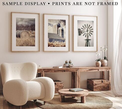 Lisa Russo Fine Art - مطبوعات صور لديكور حائط المزرعة Rustic Barn Hay Windmill - مجموعة من 3 - غير مؤطرة - بيج، رمادي، أسمر ضارب للصفرة (3 مطبوعات صغيرة مقاس 5 × 7 فقط) in Kuwait